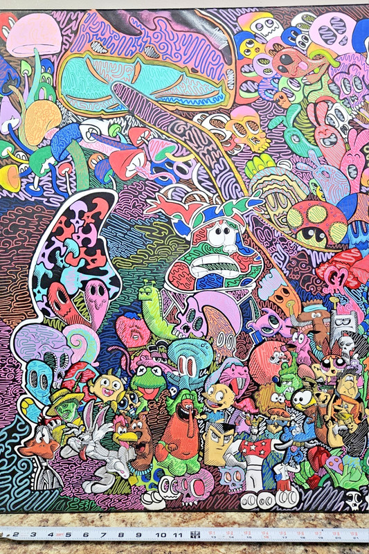 CARTOON MEMORIES ORIGINAL ACRYLIC ON CANVAS 30×24″ SIGNED BY ARTIST ONE OF ONE