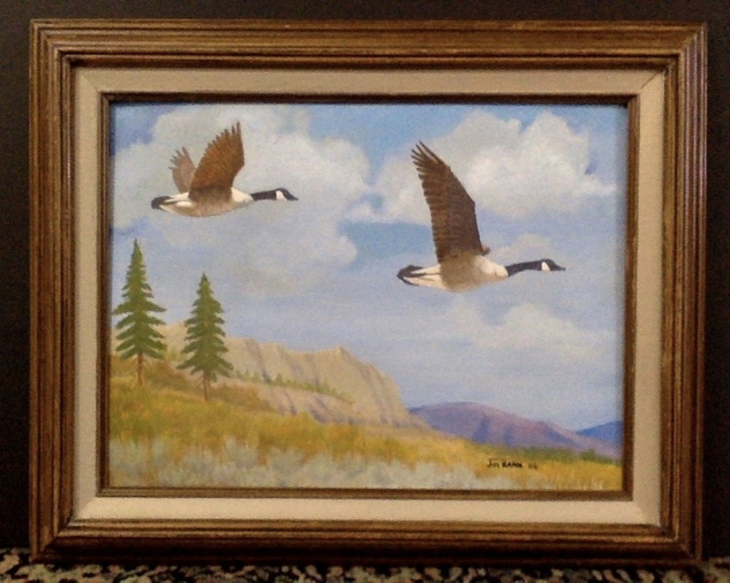 Original Oil Painting – Wild Geese over the Sagebrush – Signed & Framed