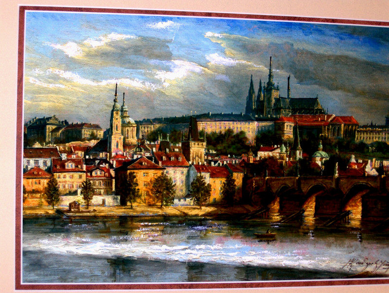 Great Europe Castle River Bridge Cityscape Water Reflections Clouds Tree VINTAGE gallery