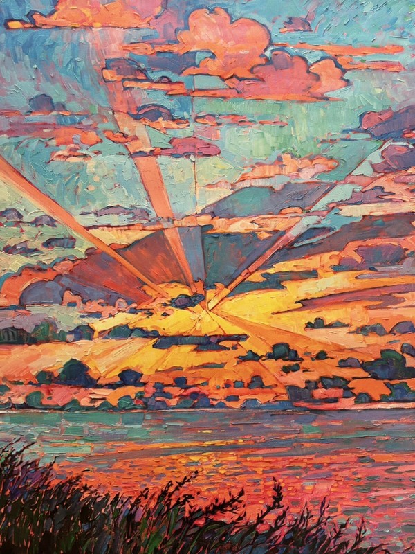 Marine Sunset Landscape Impressionism Vinyl Canvass Print 27 By 27 In