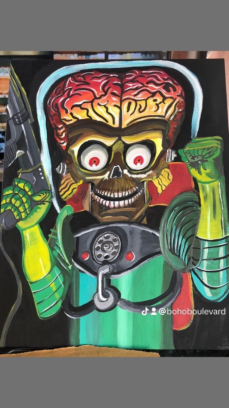 11”x14” Mars Attacks! Martian Leader. Original Canvas Painting.