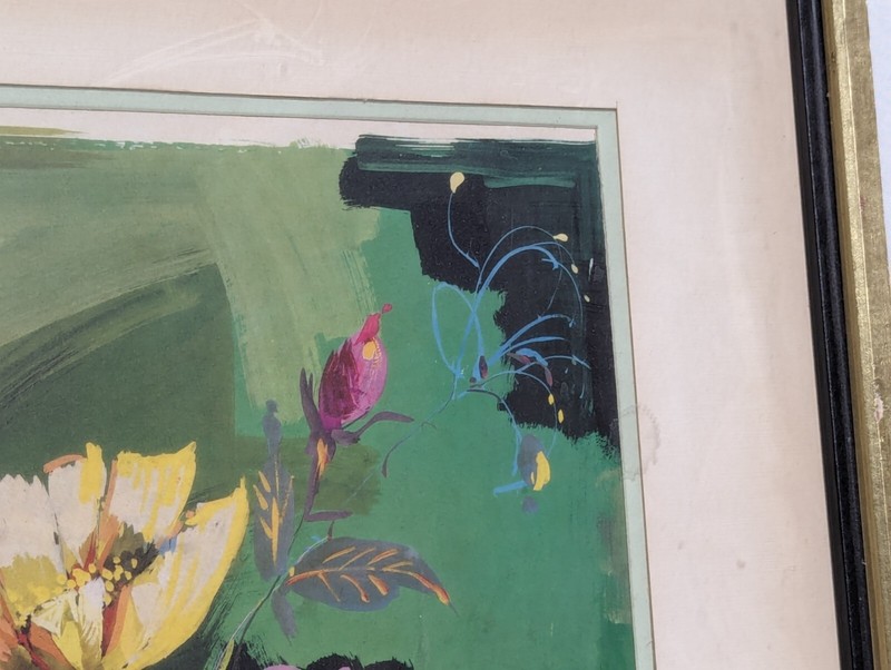 L Tesjonni? 1940? floral painting 27 x 21 inches, framed gallery