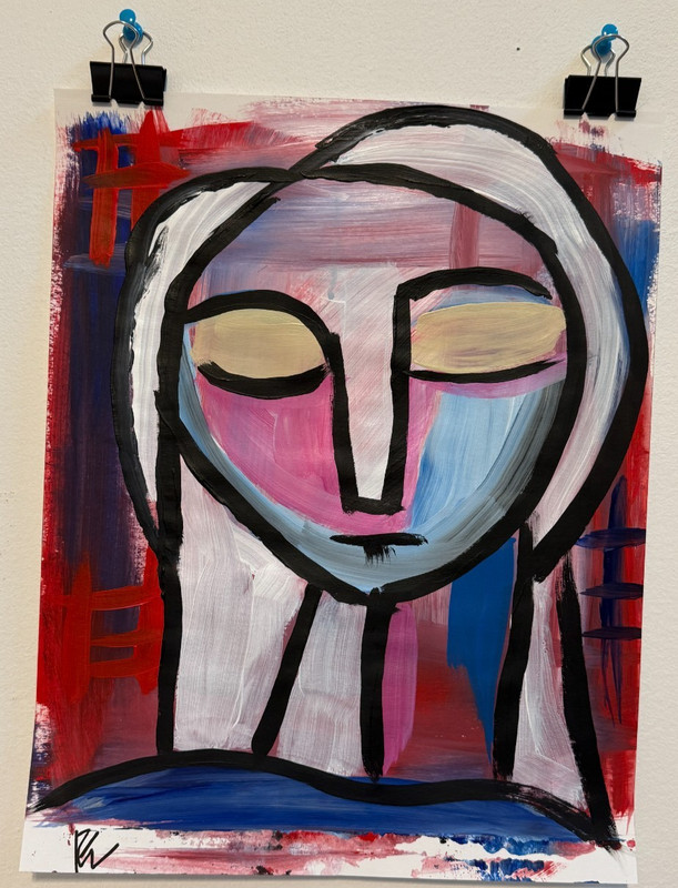 Original Expressionist 11x14 Hand Painted Signed Acrylic Paper Home Art Angel gallery