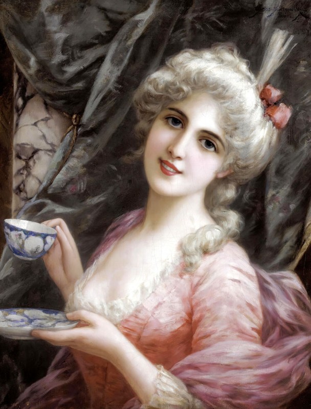 Art Giclee Printed Oil Painting Print Ladies’ afterno tea time