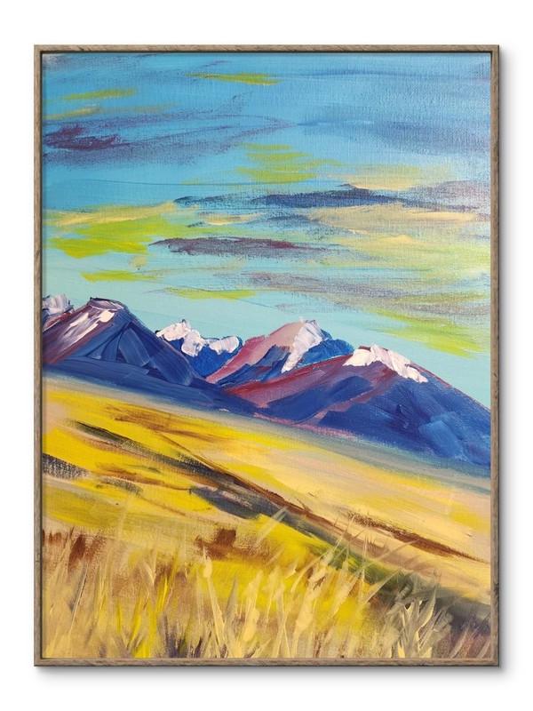 Abstract Colorful Purple Mountains Unique Acrylic Canvas Textured 11X14
