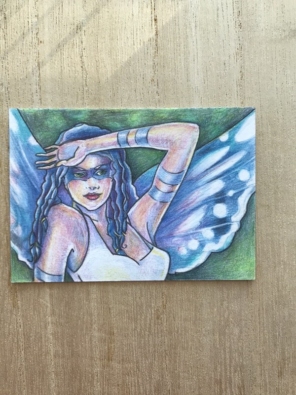 Original Artwork ACEO Fantasy Miniature Art – Woodland Fairy with wings