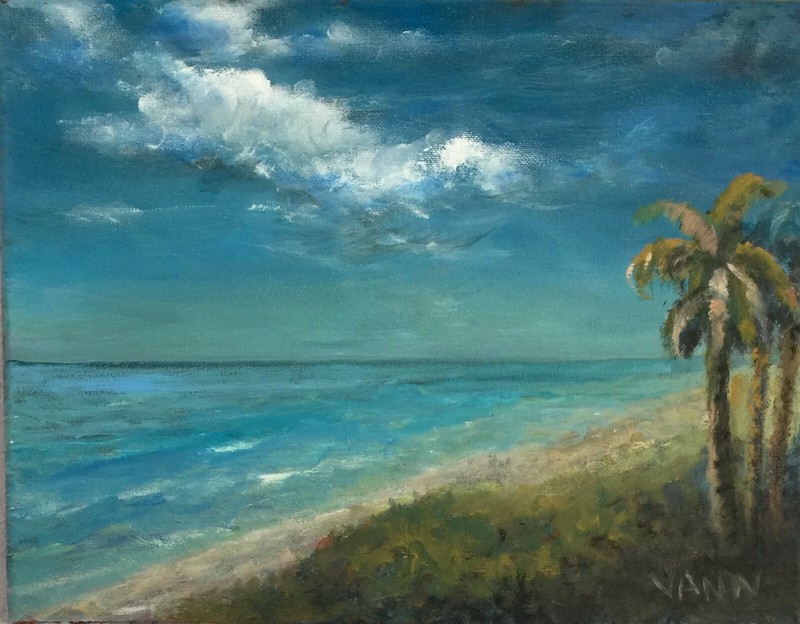 ORIGINAL SEASCAPE ART OIL PAINTING BY GINA VANN 11”x 14” SIGNED UNFRAMED 2023