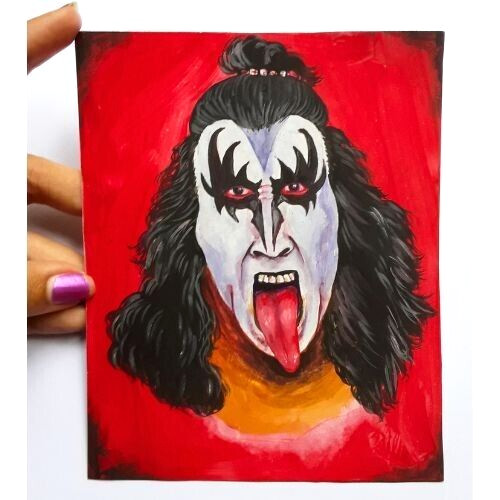 KISS BAND Music Rock ORIGINAL Medium Size Art Card Hand Made Banner Painting NEW gallery