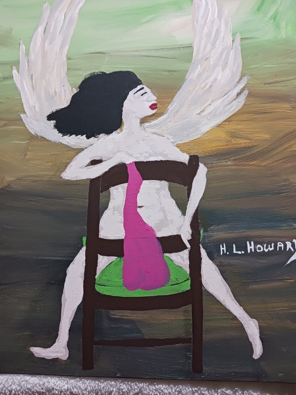 FEMALE PORTRAIT PAINTING 12x16 TITLED (TO HEAVEN IN MY EAZYCHAIR) HIGHER GROUND gallery