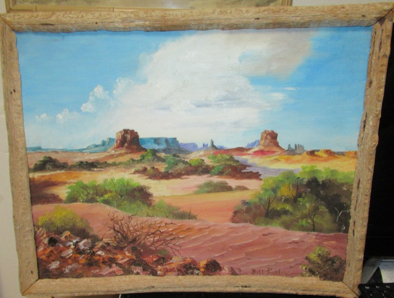 BILL PASLEY «MOUMENT VALLEY NORTH CENTRAL ARIZONA» OIL BOARD LANDSCAPE PAINTING