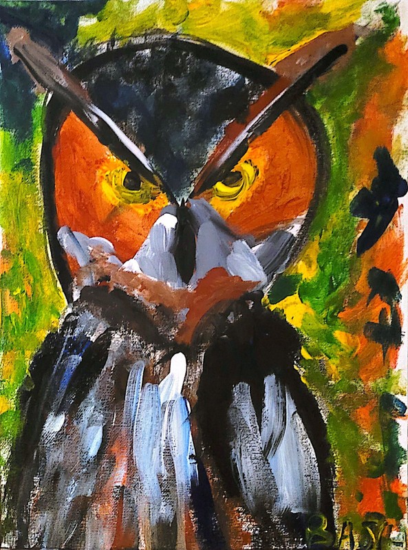 Owl Unique Abstract Expressionism Wall Art Canvas Board 11×14