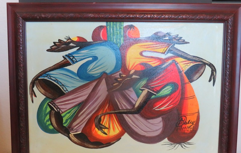 Original Jamaican Painting Artist Signed Vibrant Caribbean Style 24" x 19" gallery