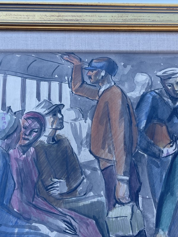 ANTIQUE PORTRAIT Painting Regionalism Bus WALTER E COHEN JR 1930’s Wpa Masterful gallery