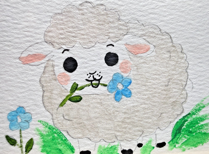 ACEO Original Painting OOAK Signed (Not A Print) «Baaarbara» Metallic Sheep
