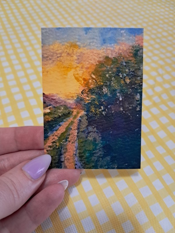 ACEO Sunrise Sunset Countryside Abstract Landscape Painting Heartandhorizonart