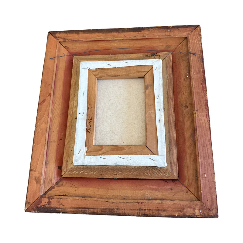 Signed Factory Art Floral Still Life Painting in Layered Gilt Frame gallery
