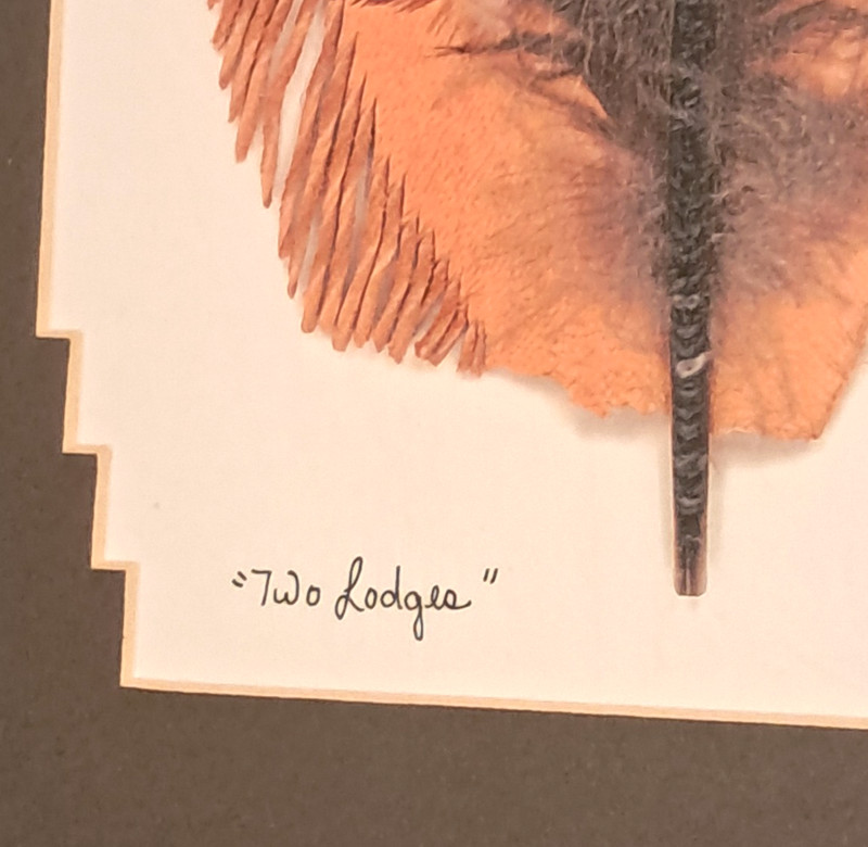 Janet Leroy Feather Art TWO LODGES Signed Numbered Framed 22.5x14.5 Teepee Tipis gallery