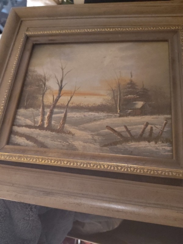 Original Oil Painting Raamsdonk Landscape Cutting Wood Signed Impressionist Fram
