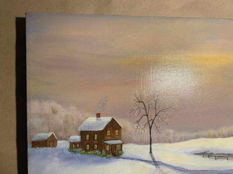 Kathi Dale, “Snow Over the Countryside,” Original Signed Acrylic 20x16” W/DOA gallery