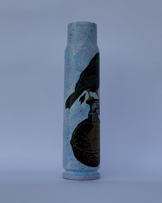 Hand-painted shell casing - Crossing Point - Made in Ukraine, war history gallery