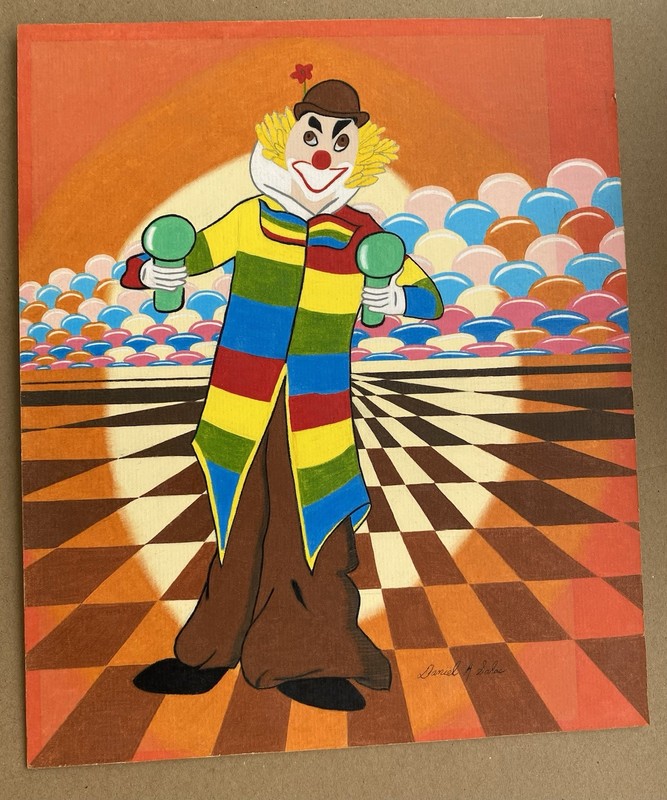 Tribute To An Artist Daniel A Salas Signed Art Clown With Balloons 10”x12”