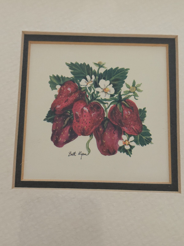 4 Signed Miniature Paintings Framed Mated Fruits 7X7 Each Ready To Hang gallery