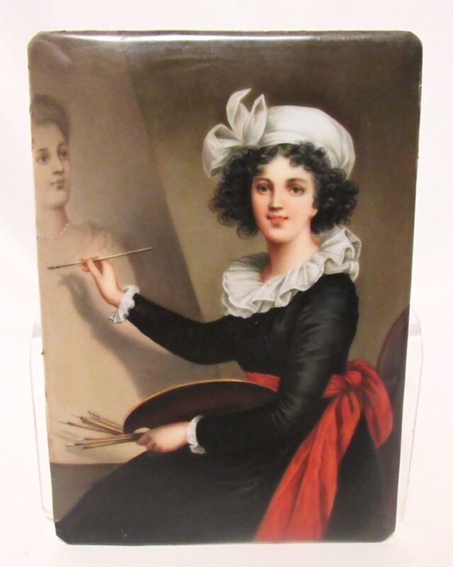Antique Elisabeth Louise Vigee Le Brun Self Portrait KPM Style Porcelain Plaque