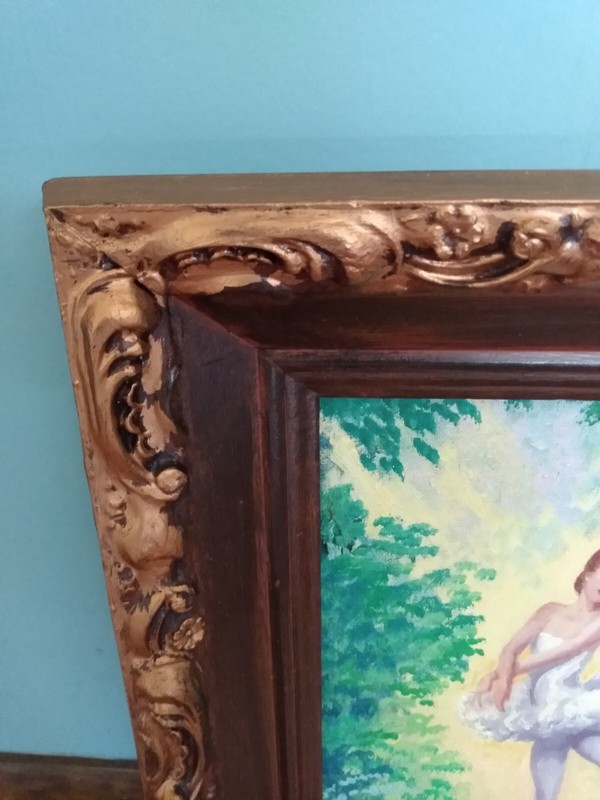 1973 Artist Signed Oil Painting Artwork Art Framed Ballerina Ballet Dancer Dance gallery