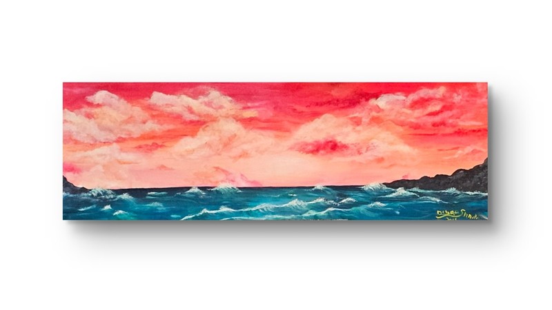 Handmade Oil Painting, 36“ X 12“ Carmine Haven