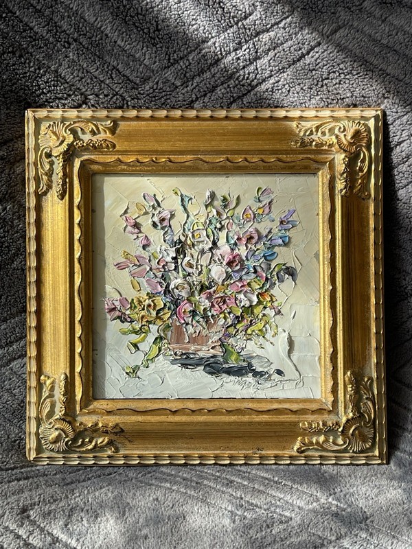 Marjorie Kinney Original Oil Painting Flower Basket 2003 Signed