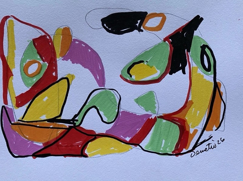 Abstract Acrylic Painting By DC Artist Ron Demetro 5”x7”
