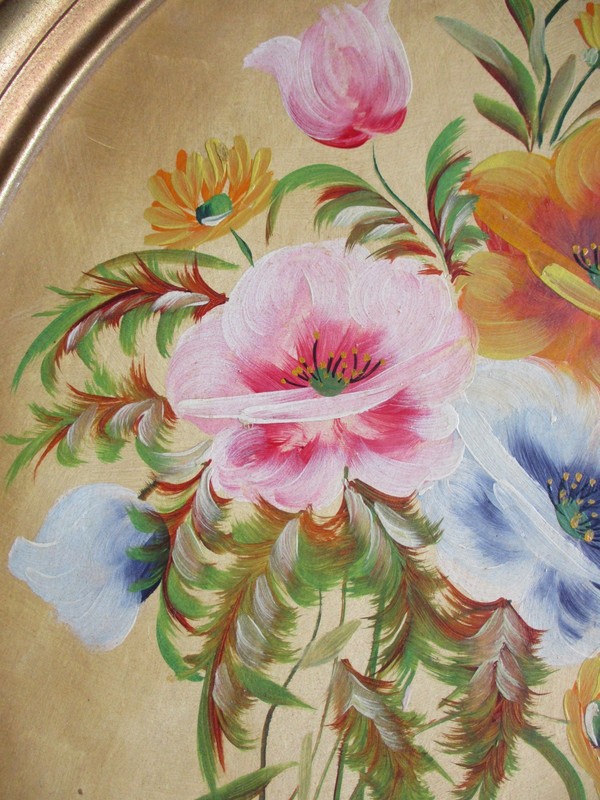 Vintage Oil Painting Set Antique Framed Oval Floral Flowers Still Life gallery