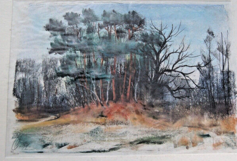 ::FRANZ EHMKE *1928 -2018 PASTEL VIEW OF A PINE HILL