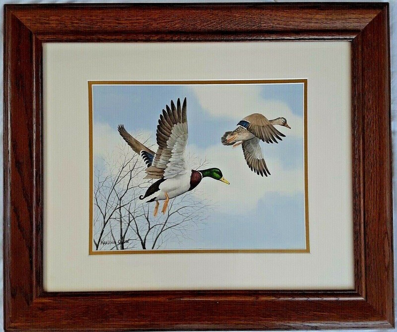 MARJORIE OLSON (1934-2018), Original Watercolor, Pair Mallards in Flight gallery