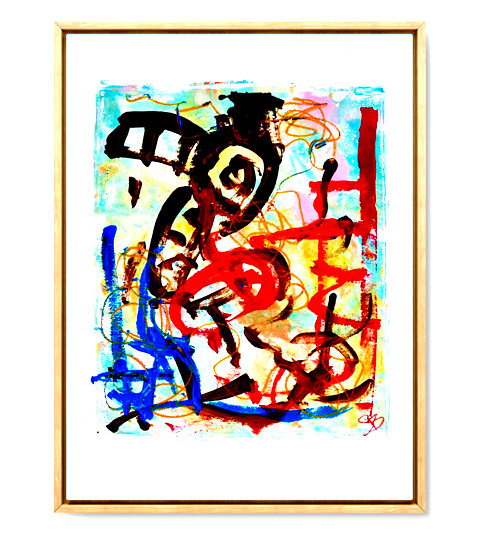 Abstract Art «Noble Crossing» Original Acrylic 18×24 inch Painting on Paper