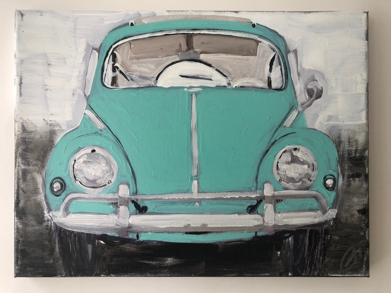 MICHAEL VIAFORA- Original 16" X 12" Acrylic on Mounted Canvas, Signed Pre 2019