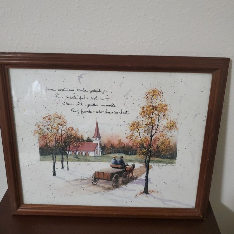 Vintage Framed Wall Painting ‘Tender Yesterdays (11″x14″) Artist: D Morgan ’99
