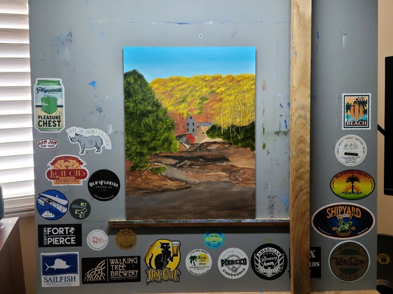 Babcock State Park West Virginia 12x16 inch oil on panel. A beautiful water mill gallery