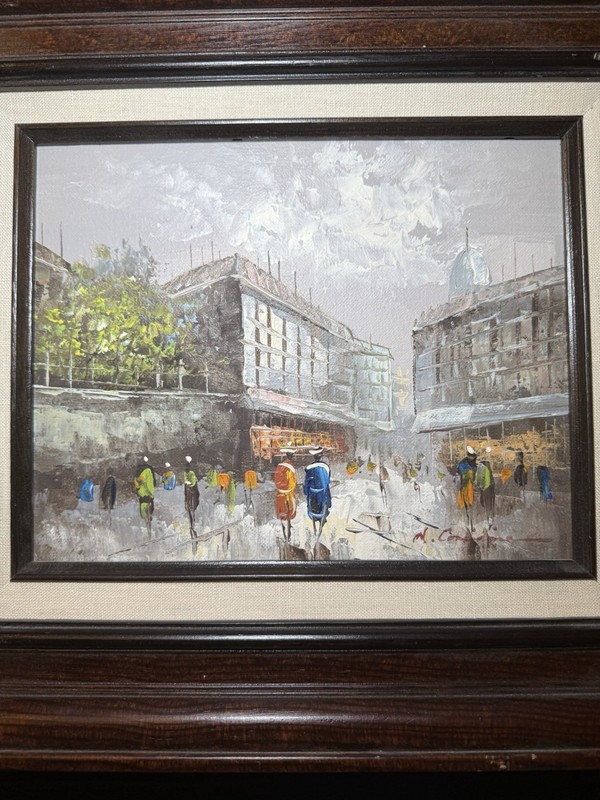 Vintage Mid Century Paris European Impressionist Oil Painting Signed Framed