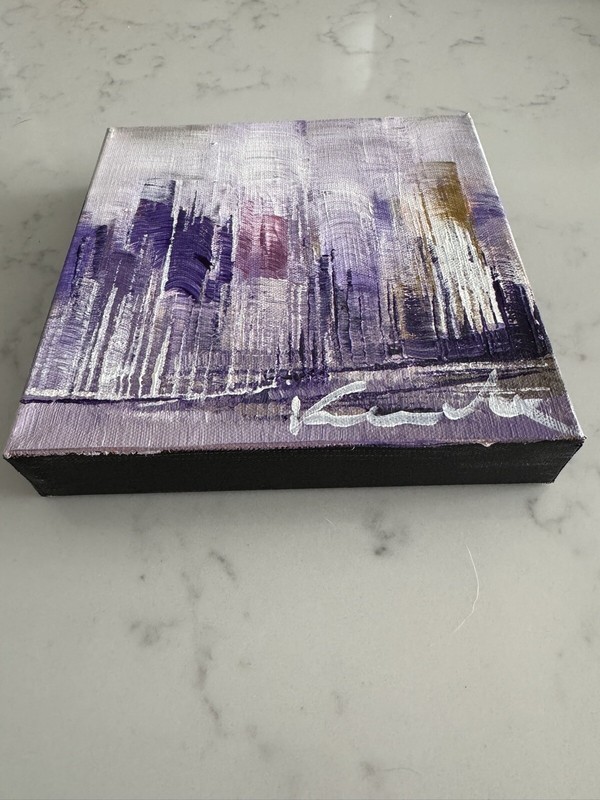 Original Painting Acryl On Canvas Inspired By NYC Cityscape 8”x 8”Only $88 gallery