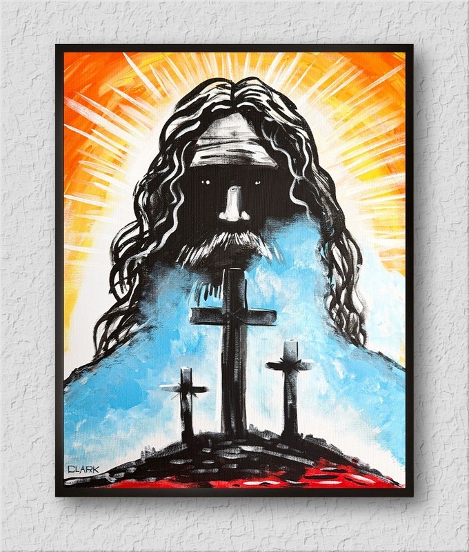 Vibrant Jesus Christ Abstract Acrylic Painting – 20×16″ Stretched Canvas