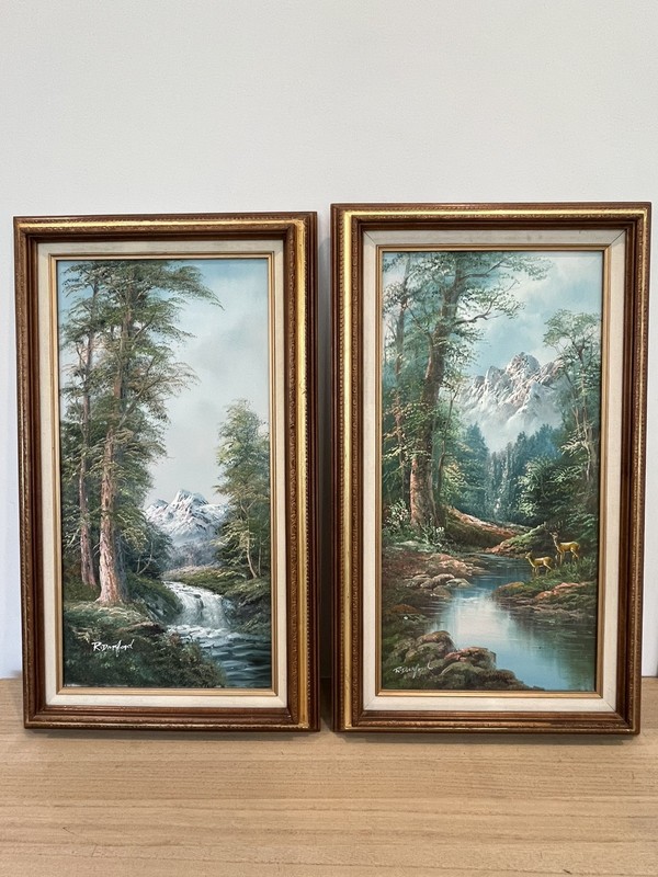 Stunning set of R. Danford Framed Original Oil Painting Set Landscape Nature gallery