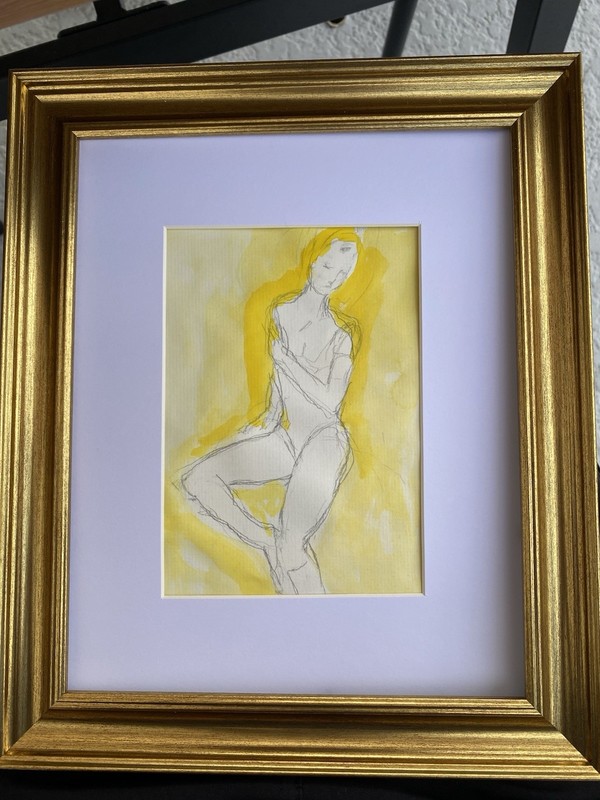 Ballet Study In Gouache And Watercolor By Listed DC Artist Demetro Framed 10×12