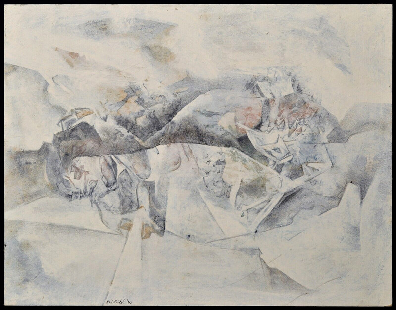 Neil Meitzler - Untitled Abstract - Signed, Casein on Cardboard gallery