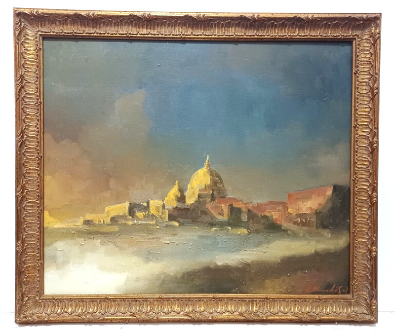 2010 LISTED RUSSIAN AMER LEO KUNDAS Sd ORIG O/C VENICE CITYSCAPE «GOLDEN DOME»