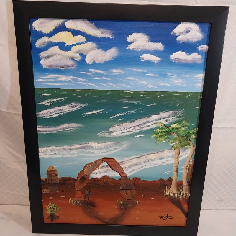 Oil Painting on canvas «Indiana at the Arch» by Edwin John 18X24 frame
