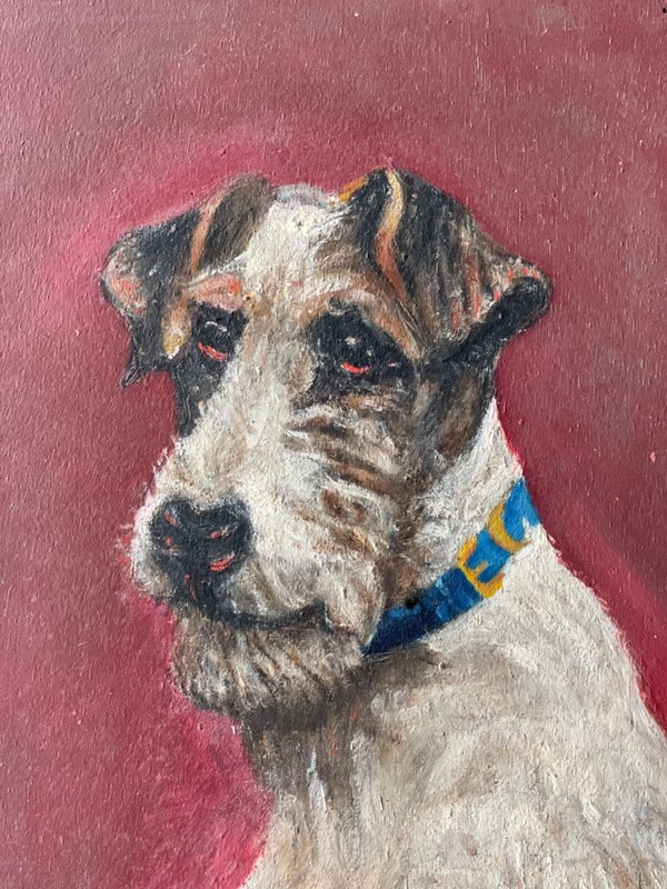 French Impressionism Portrait Dog - WIRE FOX TERRIER Oil painting Circa 1941 gallery