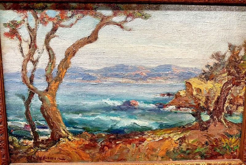 Beautiful Painting "Coastal Scene" By Charles Henry Harmon 30in x 22in Frame gallery