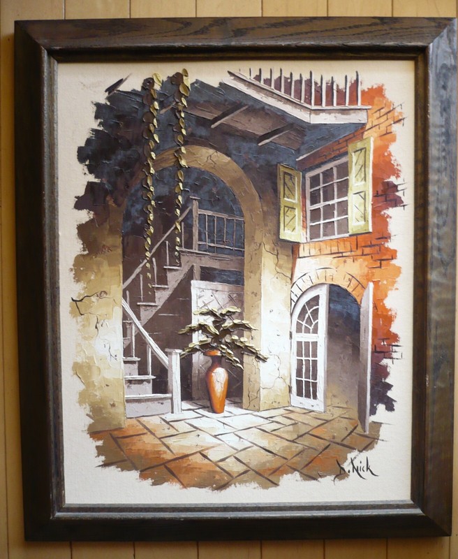 D. NICK, DICK NICK NEW ORLEANS VINTAGE OIL COURTYARD FRENCH QUARTER SIGNED OIL gallery