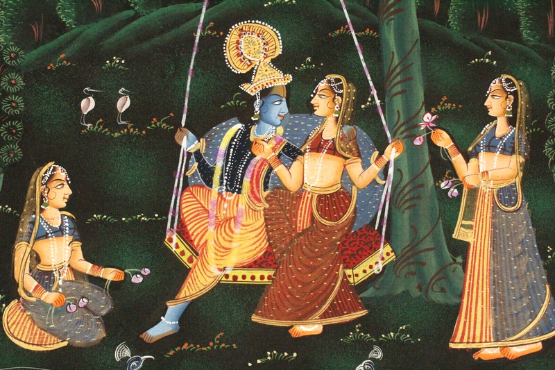 Radha Krishna Painting Of Hindu Religious Fine Art For Wall Hanging 21x15 Inches gallery
